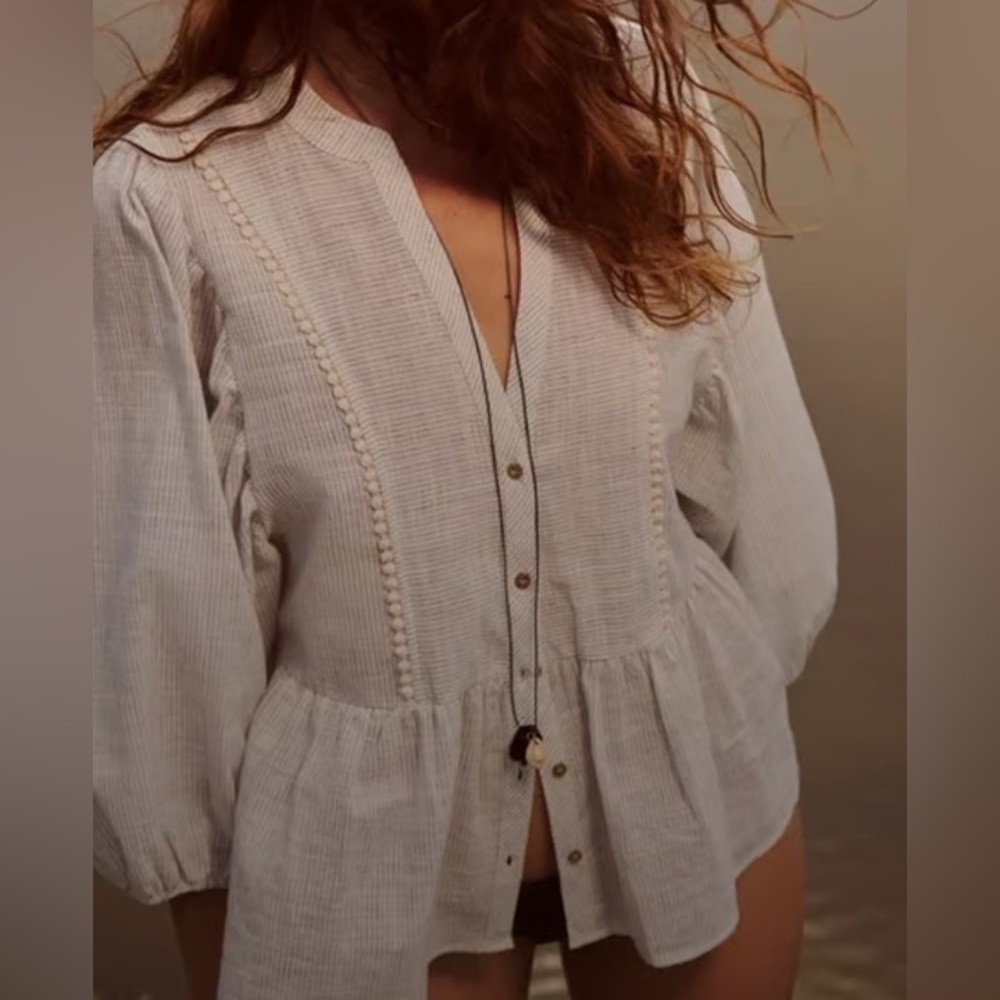Zara White and blue stripped and white Blouse